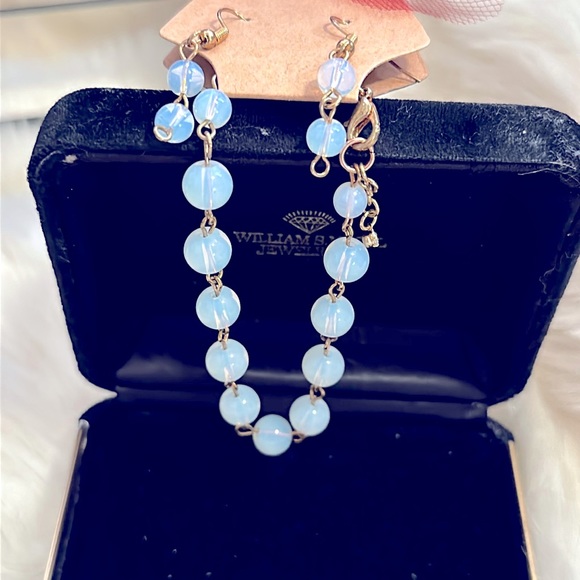 NEW: Handcrafted 2pc MOONSTONE Opalite Gemstone Earrings+Bracelet Gift Set - Picture 4 of 15